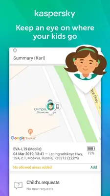 Parental Control & Kids GPS Kaspersky SafeKids android App screenshot 1